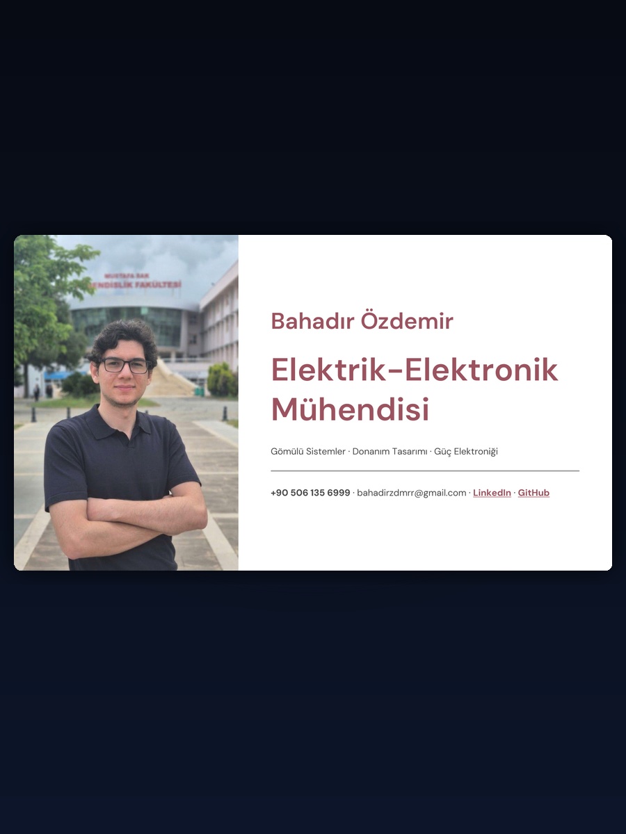 Bahadır Özdemir — Mühendislik Portföy Dosyası